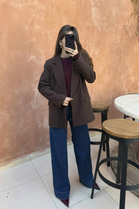 ONE COLOR CLASSIC WOMEN JACKET DARK BROWN/KAE - 2