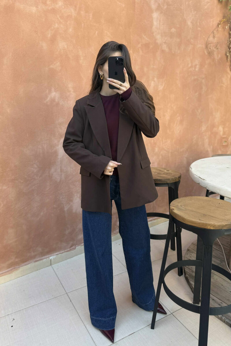 ONE COLOR CLASSIC WOMEN JACKET DARK BROWN/KAE - 2