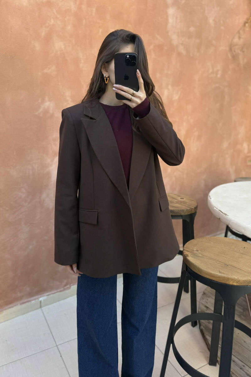 ONE COLOR CLASSIC WOMEN JACKET DARK BROWN/KAE - 3