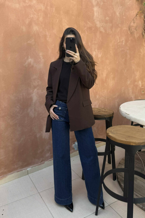 ONE COLOR CLASSIC WOMEN JACKET DARK BROWN/KAE - 5