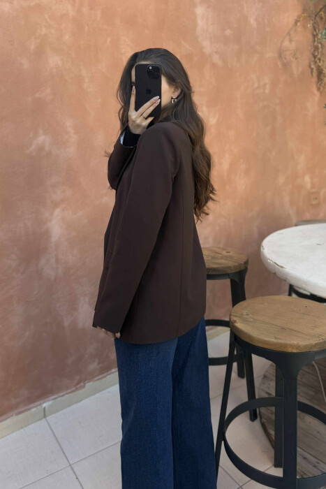 ONE COLOR CLASSIC WOMEN JACKET DARK BROWN/KAE - 7