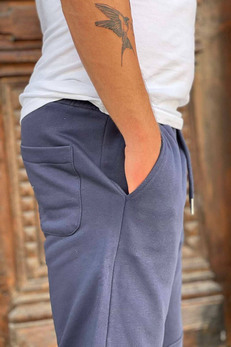 ONE COLOR COTTON SHORT MEN SWEATPANTS BLUE/BLU - 2