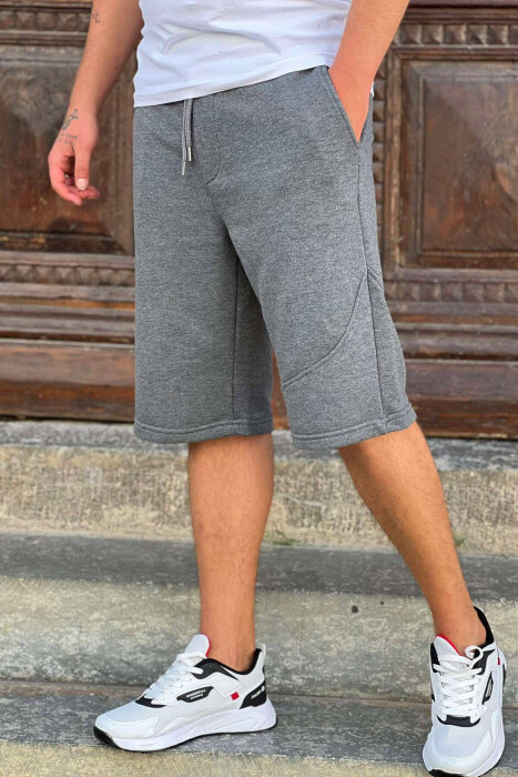ONE COLOR COTTON SHORT MEN SWEATPANTS DARK GREY/GEE 