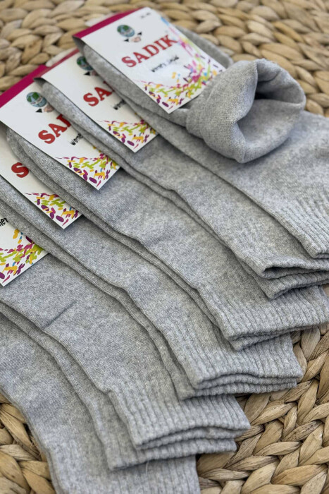 ONE COLOR COTTON WOMAN ANKLE SOCKS LIGHT GREY/GZ - KLAUDIO FASHION