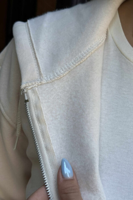 ONE COLOR COTTON WOMEN JACKET BEIGE/BEZHE - 5