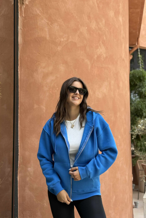 XHAKETË PAMBUKU NJË NGJYRËSHE PËR FEMRA NË NGJYRËN BLU TË ZBARDHUR - KLAUDIO FASHION