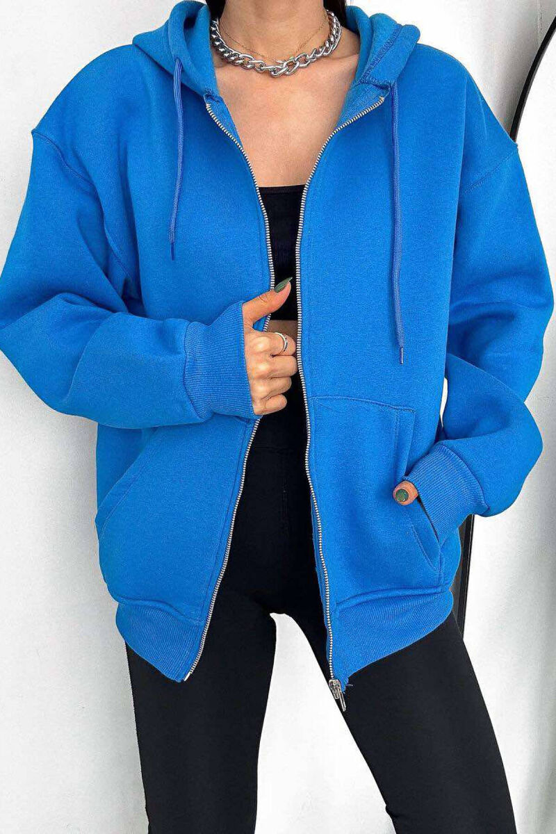 ONE COLOR COTTON WOMEN JACKET LIGHTBLUE/BZ - 7