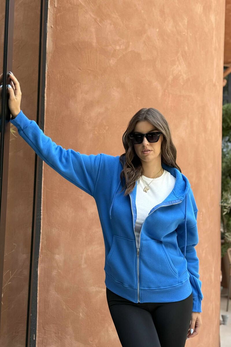 ONE COLOR COTTON WOMEN JACKET LIGHTBLUE/BZ - 2