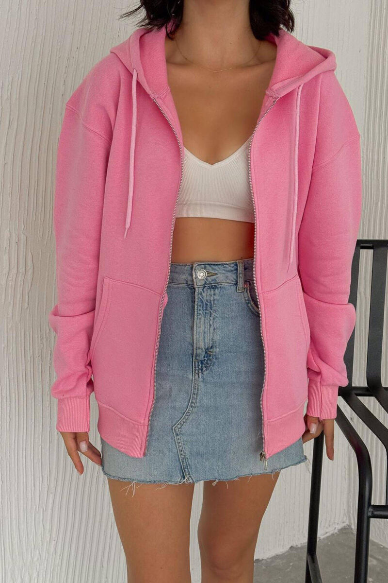 ONE COLOR COTTON WOMEN JACKET PINK/ROZE - 9