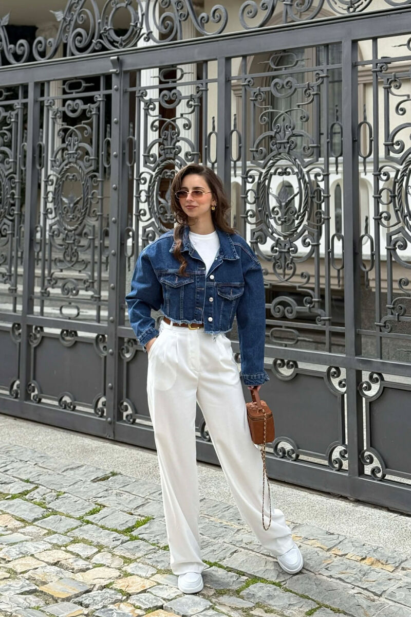 ONE COLOR CROPPED DENIM WOMEN JACKET BLUE/BLU - 2