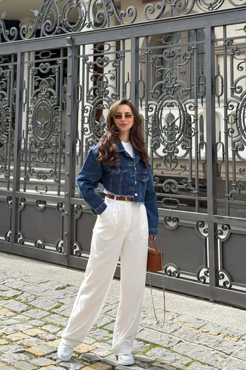 ONE COLOR CROPPED DENIM WOMEN JACKET BLUE/BLU - 4