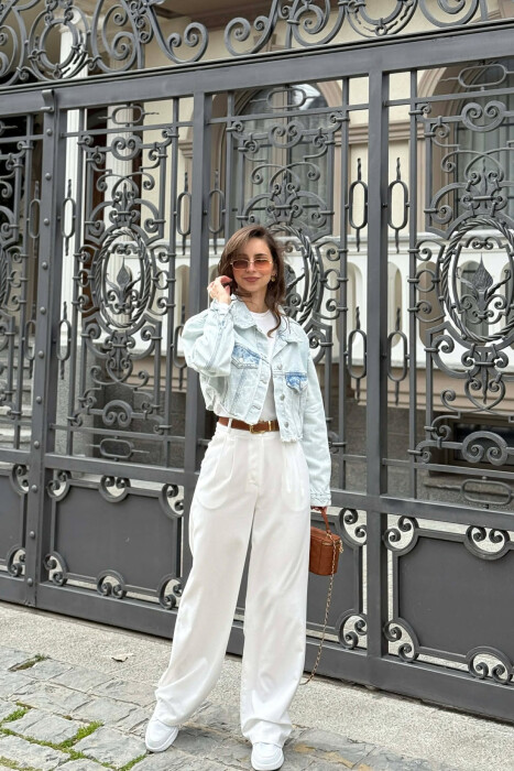 ONE COLOR CROPPED DENIM WOMEN JACKET LIGHTBLUE/BZ - 4