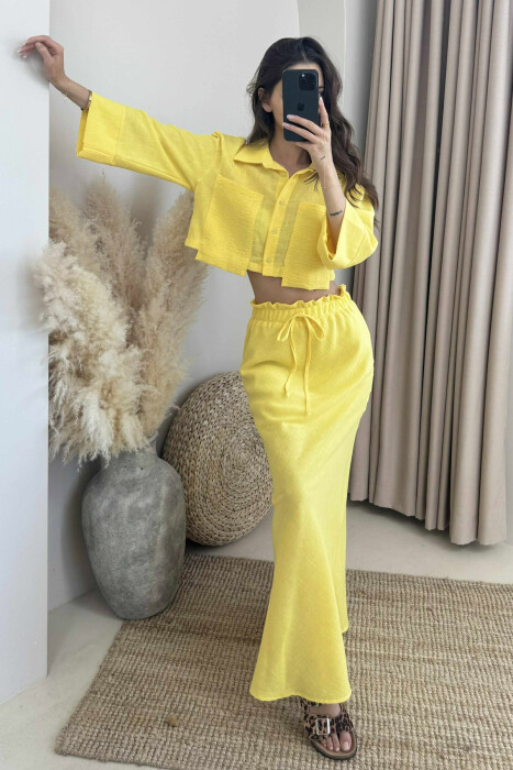 SET NJË NGJYRËSH KËMISHË+FUND PËR FEMRA NË NGJYRËN E VERDHË - KLAUDIO FASHION