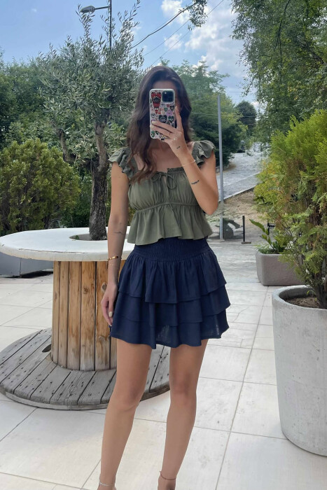 ONE COLOR CROPPED WOMEN TANK TOP GREEN/JESHILE - 1