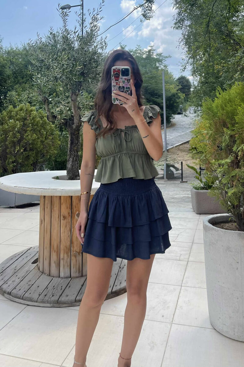 ONE COLOR CROPPED WOMEN TANK TOP GREEN/JESHILE - 1