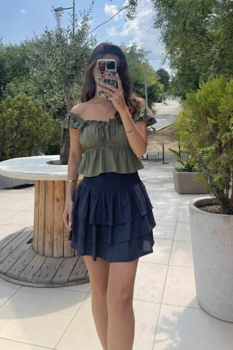 ONE COLOR CROPPED WOMEN TANK TOP GREEN/JESHILE - 2