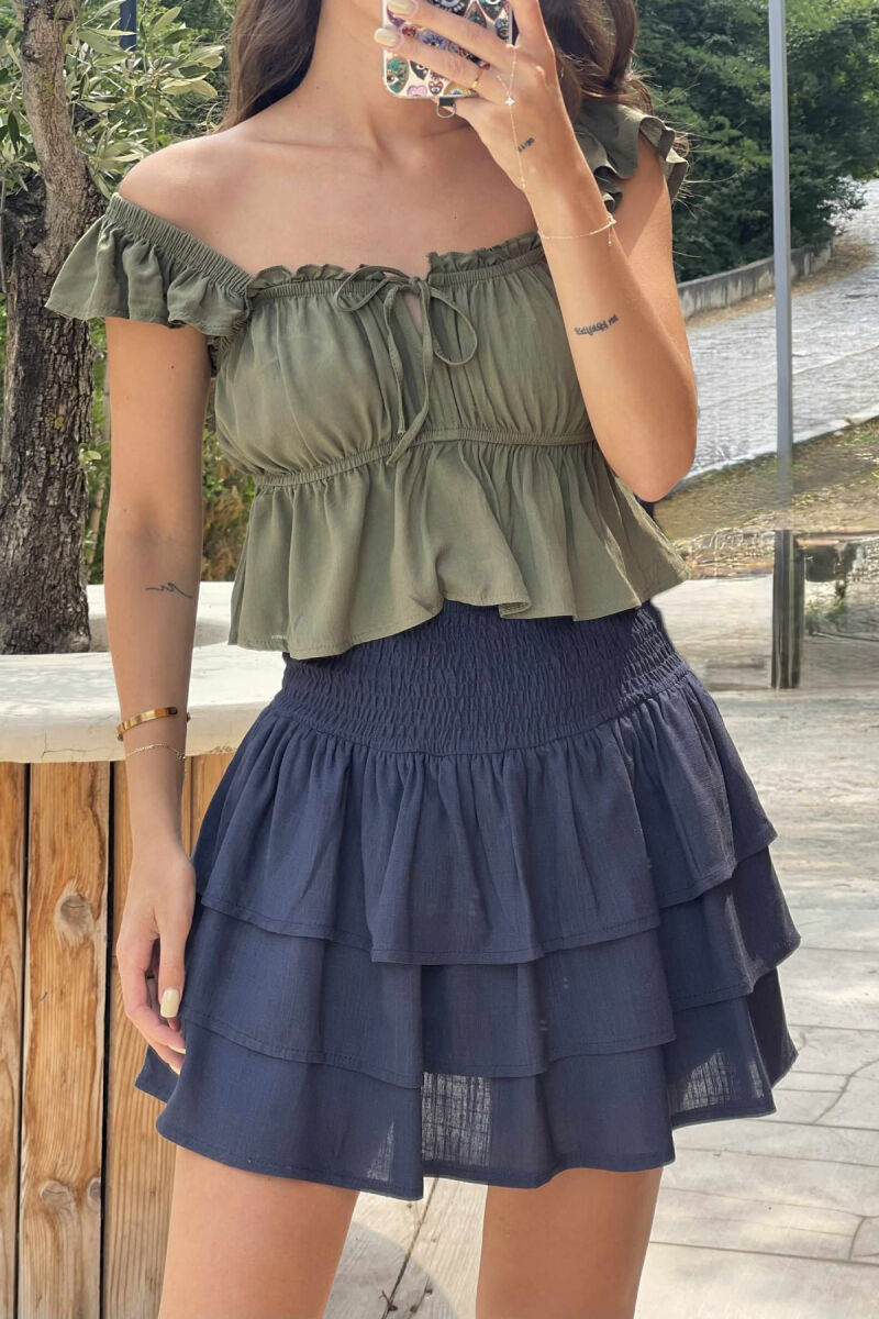 ONE COLOR CROPPED WOMEN TANK TOP GREEN/JESHILE - 4