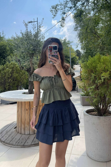 ONE COLOR CROPPED WOMEN TANK TOP GREEN/JESHILE - 5