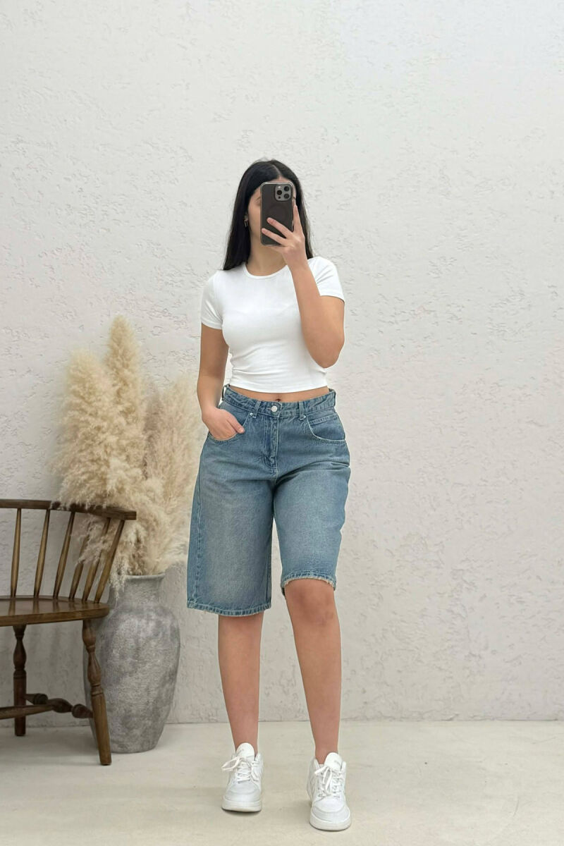 ONE COLOR DENIM WOMEN SHORTS BLUE/BLU - 1