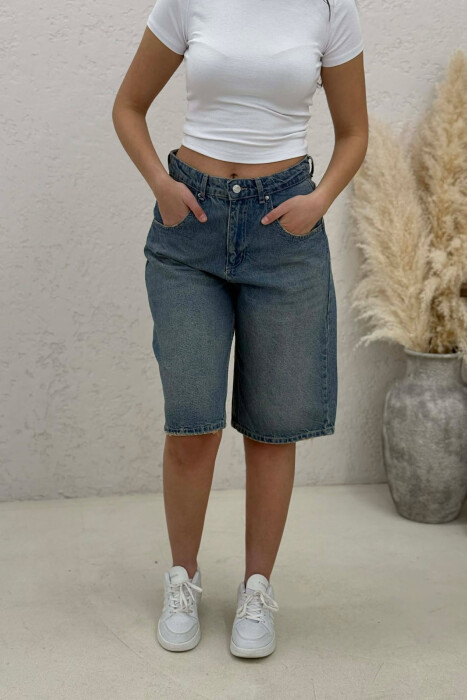 ONE COLOR DENIM WOMEN SHORTS BLUE/BLU - 3