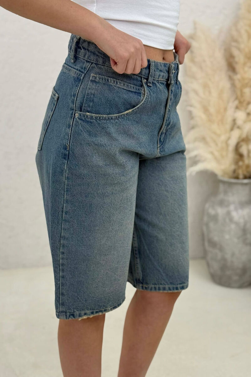 ONE COLOR DENIM WOMEN SHORTS BLUE/BLU - 4