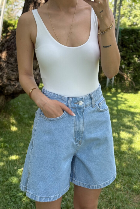 ONE COLOR DENIM WOMEN SHORTS BLUE/BLU - 2