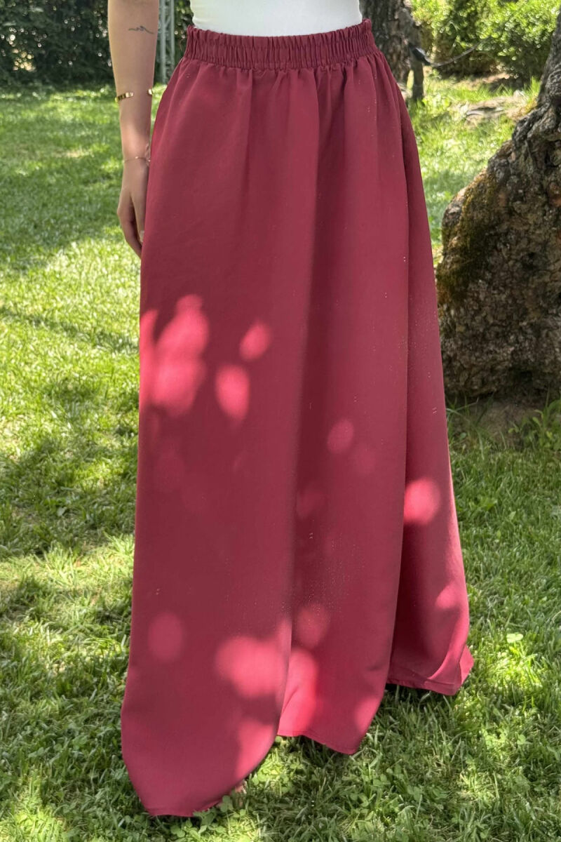 ONE COLOR EALSTIC SIMPLE LONG WOMEN SKIRT BURGUNDY/VISHNJE - 8