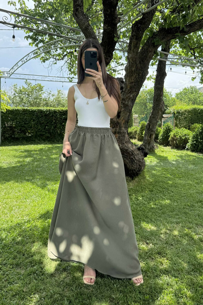 ONE COLOR EALSTIC SIMPLE LONG WOMEN SKIRT GREEN/JESHILE - 11