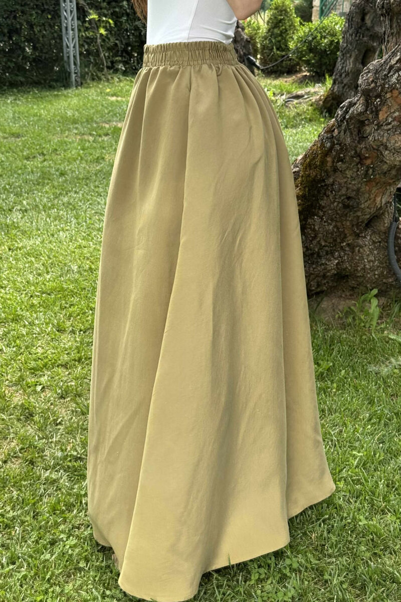 ONE COLOR EALSTIC SIMPLE LONG WOMEN SKIRT OLIVE/ULLI - 9
