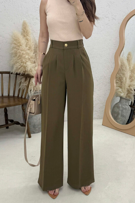 PANTALLONA TE GJERA ME BEL ELASTIK PER FEMRA NE NGJYRE ULLIRI - KLAUDIO FASHION