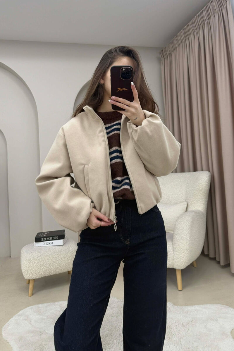 ONE COLOR ELASTIC BELT WOMAN COAT BEIGE/BEZHE - 2