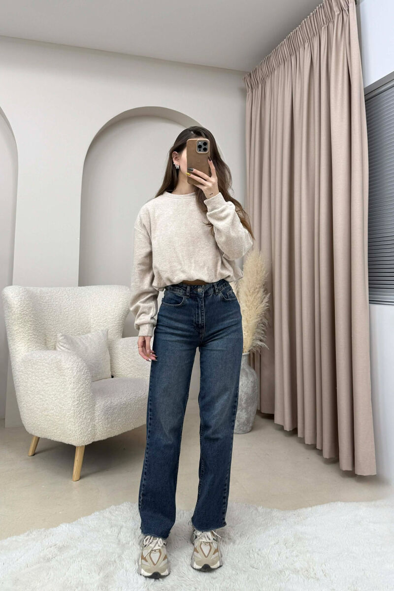 ONE COLOR ELASTIC END WOMEN SWEATSHIRT BEIGE/BEZHE - 3