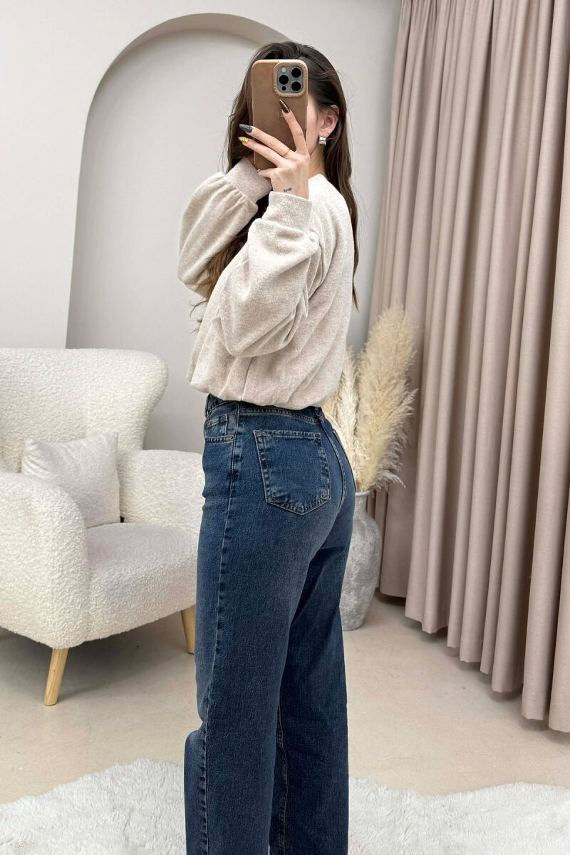 ONE COLOR ELASTIC END WOMEN SWEATSHIRT BEIGE/BEZHE - 4