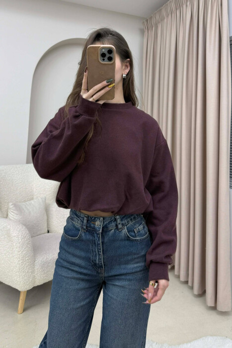 ONE COLOR ELASTIC END WOMEN SWEATSHIRT DARK BURGUNDY/VISHNJE E ERRET 