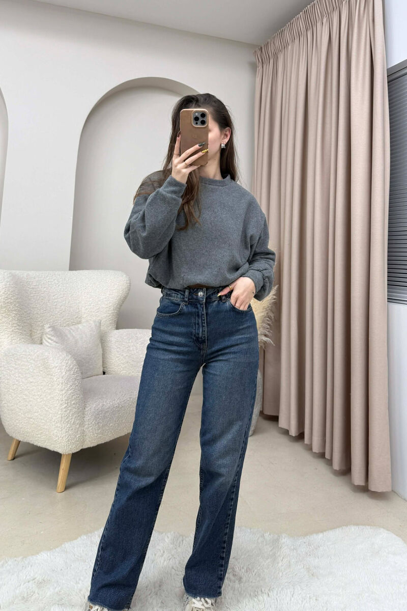 ONE COLOR ELASTIC END WOMEN SWEATSHIRT DARK GREY/GEE - 1