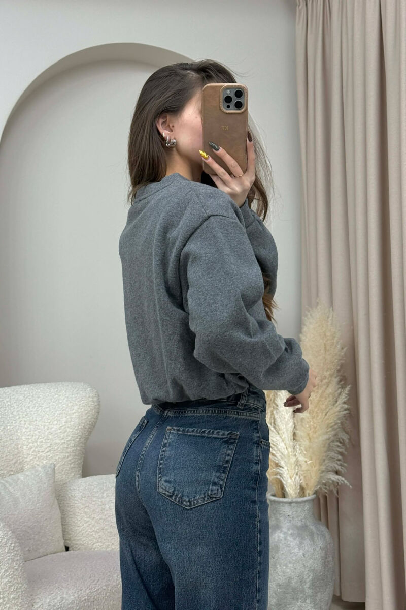 ONE COLOR ELASTIC END WOMEN SWEATSHIRT DARK GREY/GEE - 3