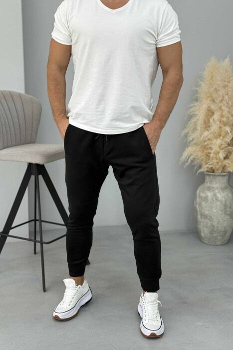 ONE COLOR ELASTIC MEN SWEATPANTS BLACK/ E ZEZE 
