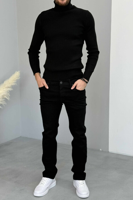 ONE COLOR ELASTIC REGULAR MEN JEANS BLACK/ E ZEZE - 1