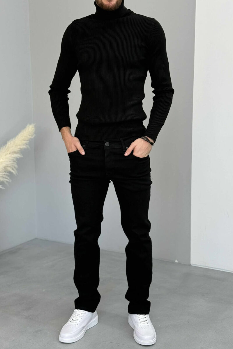 ONE COLOR ELASTIC REGULAR MEN JEANS BLACK/ E ZEZE - 1