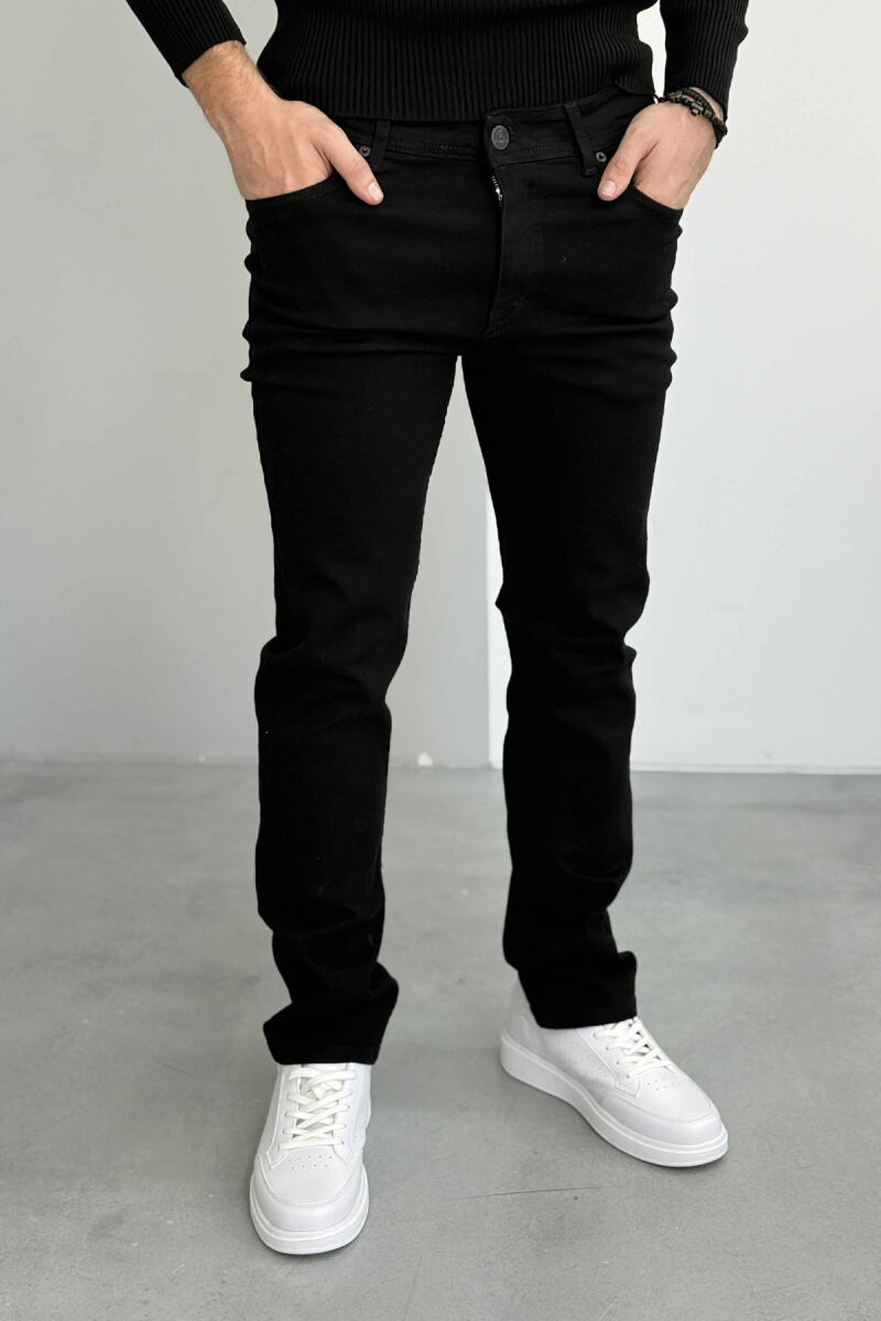 ONE COLOR ELASTIC REGULAR MEN JEANS BLACK/ E ZEZE - 2