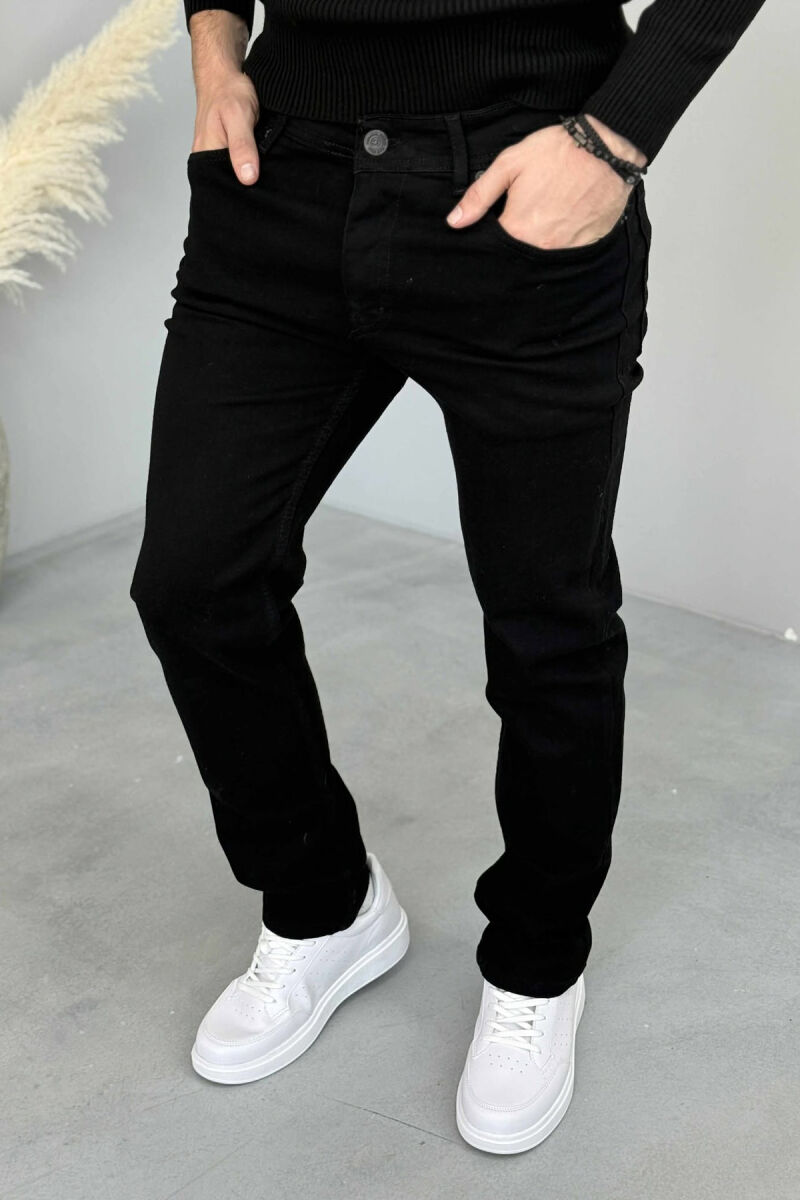 ONE COLOR ELASTIC REGULAR MEN JEANS BLACK/ E ZEZE - 3
