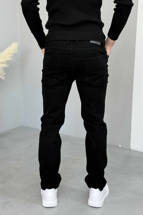 ONE COLOR ELASTIC REGULAR MEN JEANS BLACK/ E ZEZE - 4