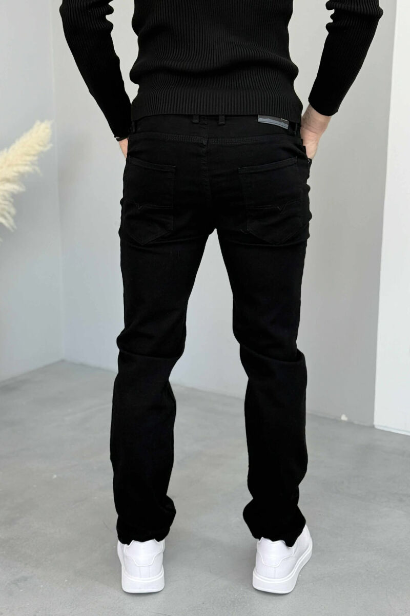 ONE COLOR ELASTIC REGULAR MEN JEANS BLACK/ E ZEZE - 4