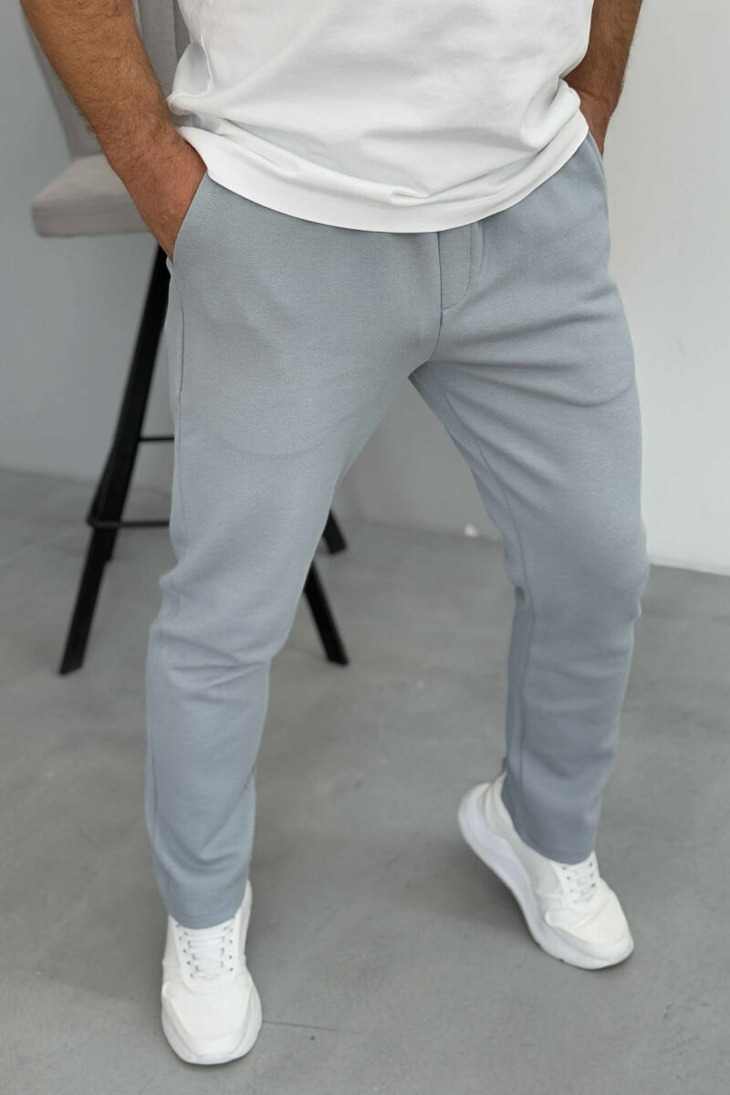 ONE COLOR ELASTIC SIMPLE MEN SWEATPANTS LIGHT GREY/GZ - 4