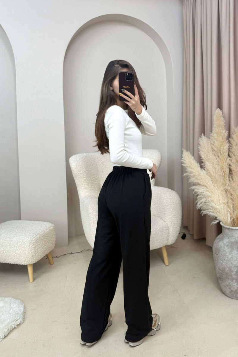 ONE COLOR ELASTIC WAIST LACINGS WOMEN SWEATPANTS BLACK/ E ZEZE - 4