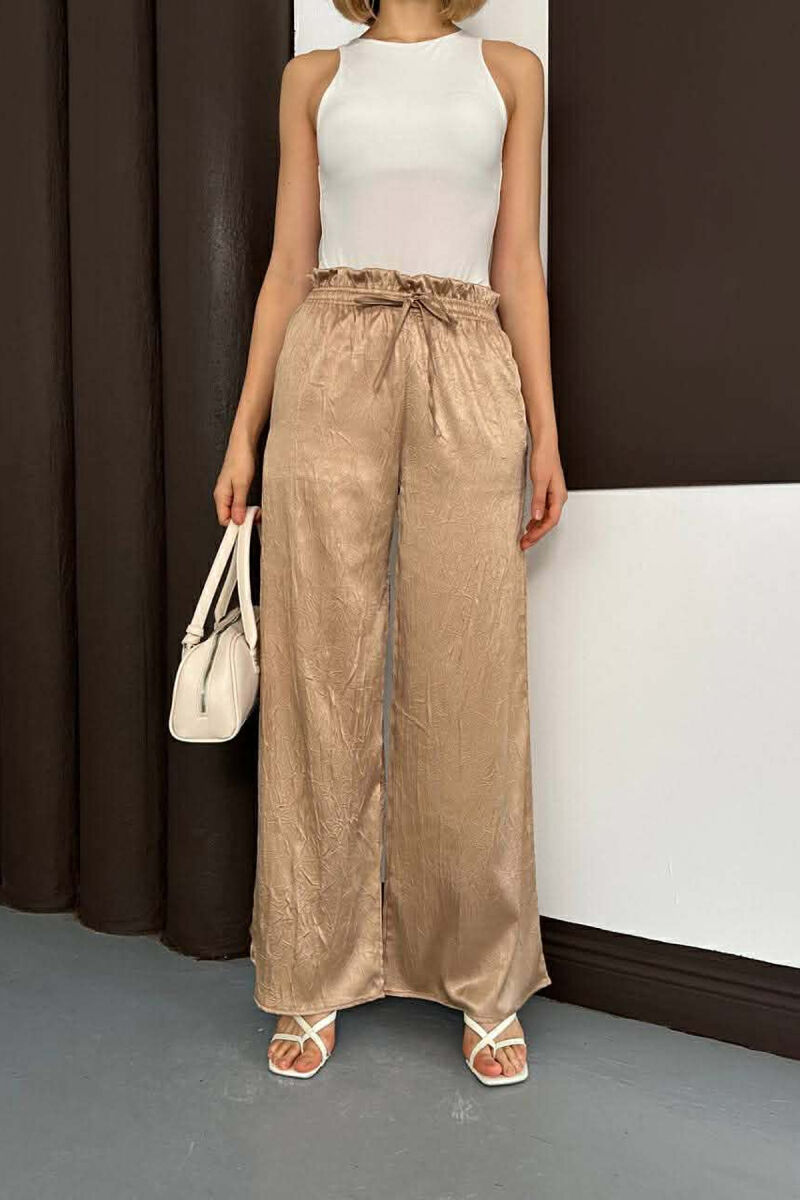 ONE COLOR ELASTIC WAIST WOMAN TROUSERS BEIGE/BEZHE - 2