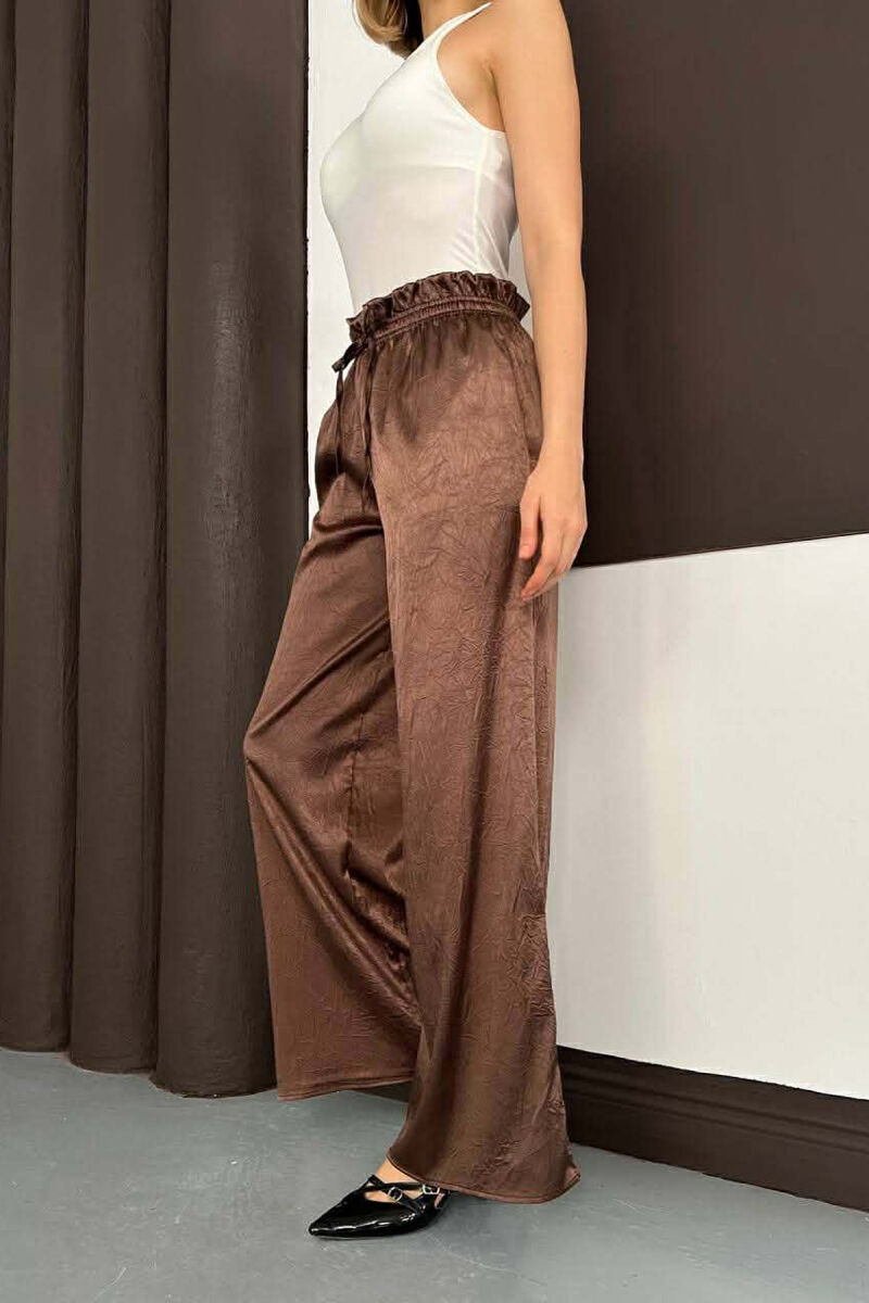 ONE COLOR ELASTIC WAIST WOMAN TROUSERS BROWN/KAFE - 2
