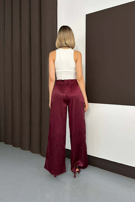 ONE COLOR ELASTIC WAIST WOMAN TROUSERS BURGUNDY/VISHNJE - 3