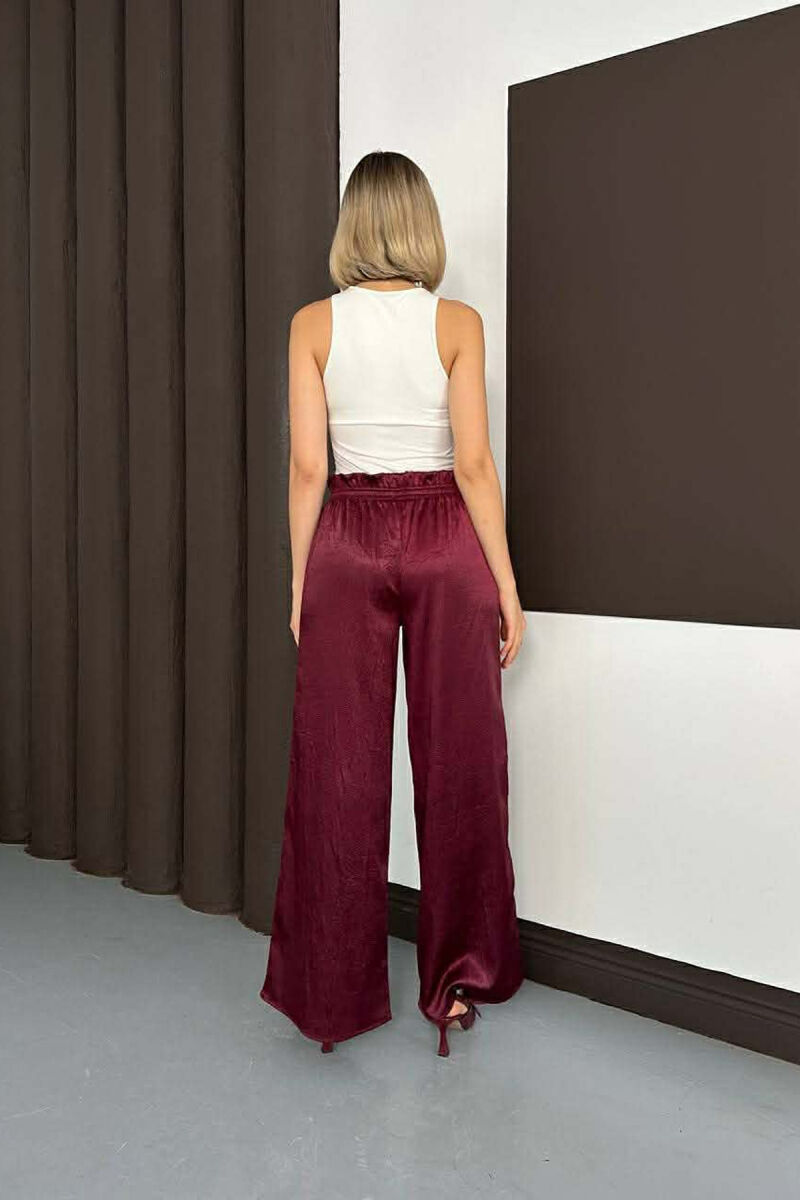 ONE COLOR ELASTIC WAIST WOMAN TROUSERS BURGUNDY/VISHNJE - 3