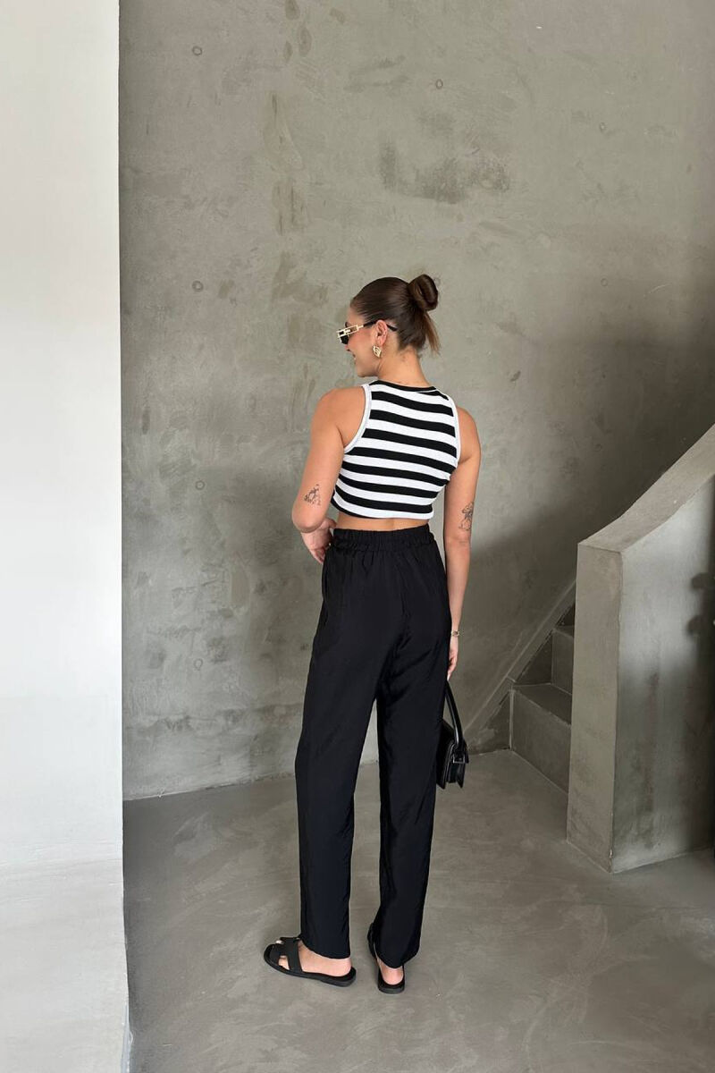 ONE COLOR ELASTIC WAIST WOMAN TROUSERS BLACK/ E ZEZE - 3